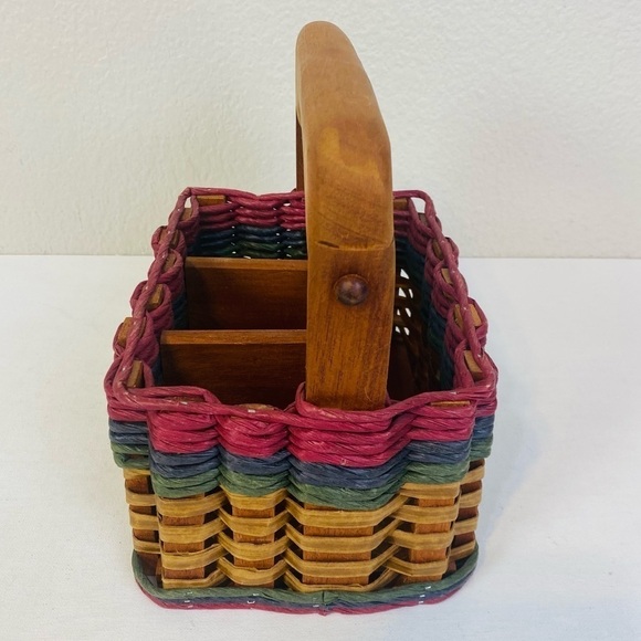 The Mixon Family Handmade Woven Wood Handle Caddy Basket - Picture 4 of 8